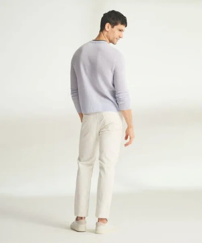 Naadam Lightweight Cashmere Contrast Trim Crewneck Sweater In Ice Blue