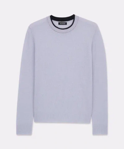 Naadam Lightweight Cashmere Contrast Trim Crewneck Sweater In Ice Blue