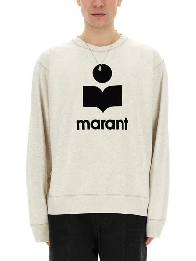 Isabel Marant Marant Mikoy Flocked Logo Sweatshirt In Pink