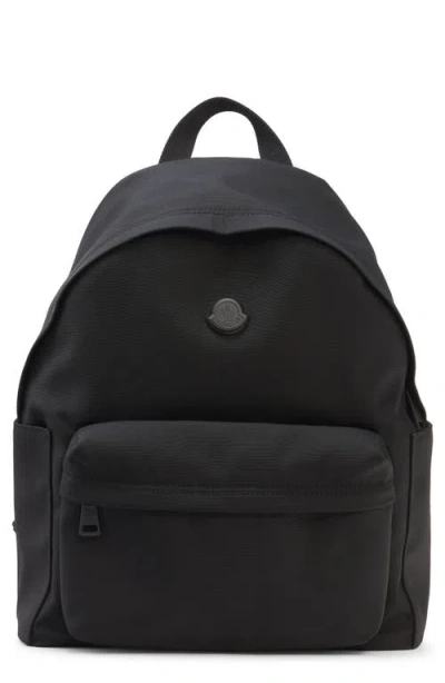 Moncler Pierrick Nylon Backpack Large Front Pocket In Black