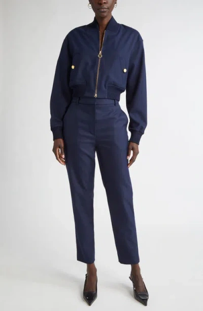 St John St. John Collection Dakota Stretch Gabardine Bomber Jacket In Blue
