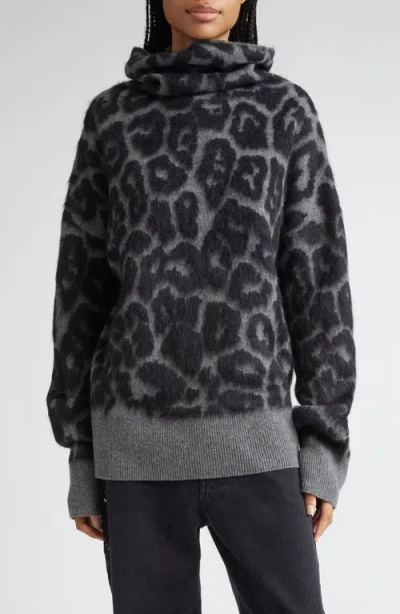 Stella Mccartney Leopard Print Turtleneck Sweater In Wool