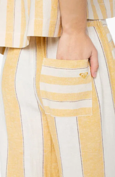 Roxy Adrian Stripe Wide Leg Linen Blend Pants In Pattern
