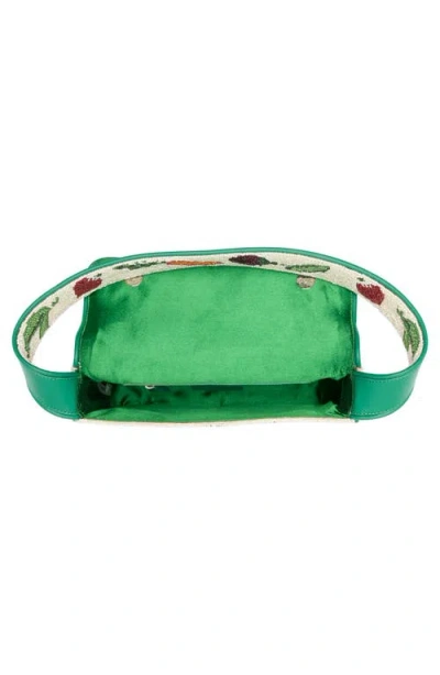 Staud Beaded Shoulder Bag Leather Strap In Red