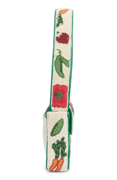 Staud Beaded Shoulder Bag Leather Strap In Red