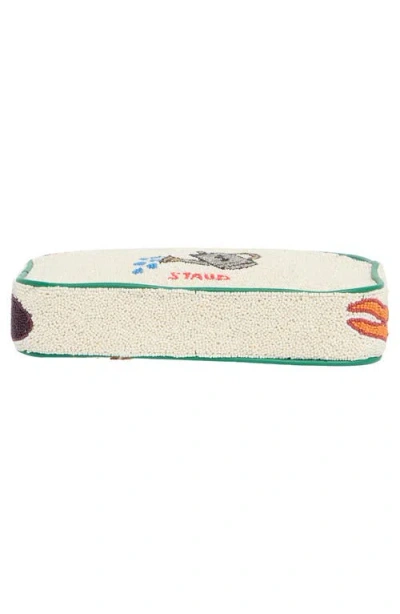 Staud Beaded Shoulder Bag Leather Strap In Red