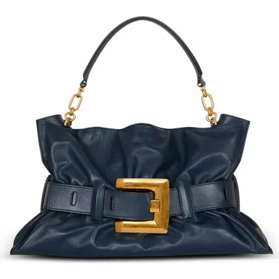Balmain Anthem Medium Buckle Shoulder Bag In Calfskin