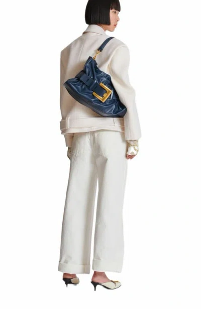 Balmain Anthem Medium Buckle Shoulder Bag In Calfskin