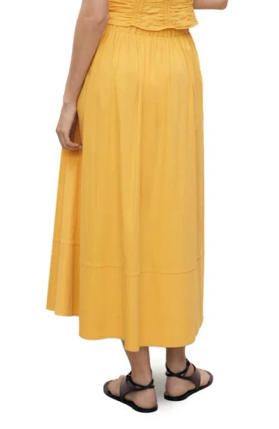 Mango Long Gathered Skirt Mustard In Yellow