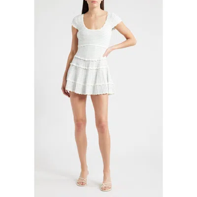 Loveshackfancy Elisavette Striped Stretch Pointelle Mini Dress