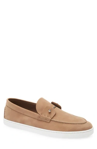 Christian Louboutin Chambeliboat Flat Loafers In Beige Leather In Neutral