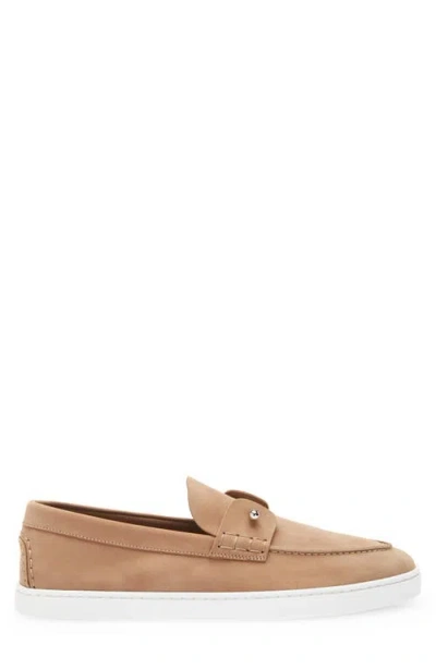 Christian Louboutin Chambeliboat Flat Loafers In Beige Leather In Neutral