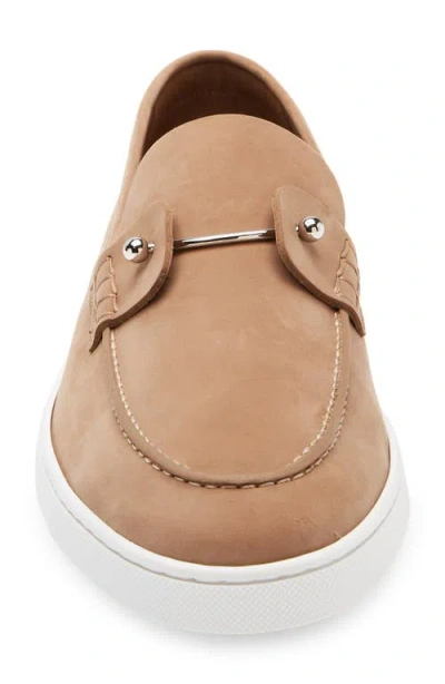 Christian Louboutin Chambeliboat Flat Loafers In Beige Leather In Neutral