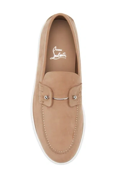 Christian Louboutin Chambeliboat Flat Loafers In Beige Leather In Neutral