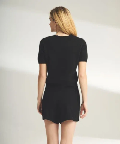 Naadam Lightweight Cashmere Short Sleeve Sweater In Black