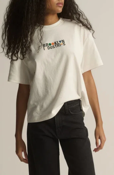 Brooklyn Industries Logo Cotton Graphic T-shirt In White
