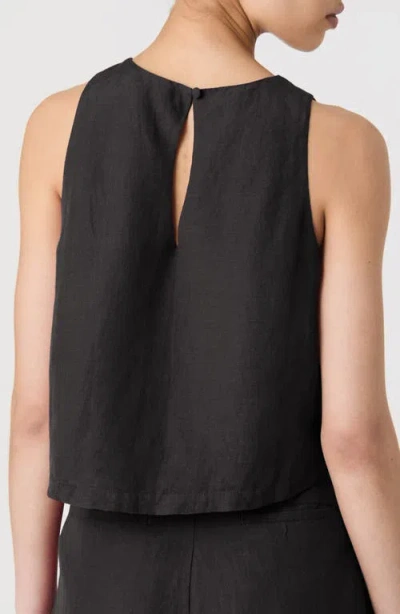 French Connection Birdie Linen Shell Top In Black In Black