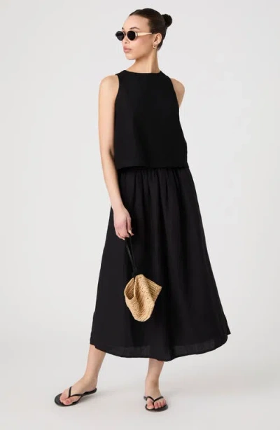 French Connection Birdie Linen Shell Top In Black In Black