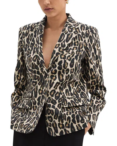 Theory Two Button Leopard Print Blazer In Brown