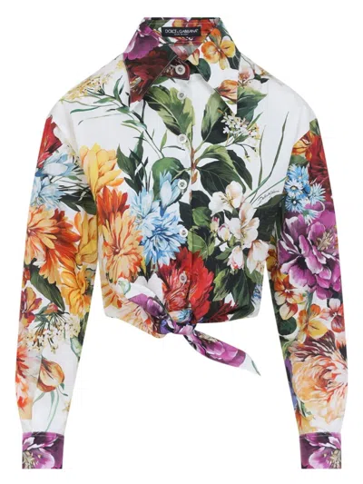 Dolce & Gabbana Floral Cotton Crop Shirt Dolce E Gabbana