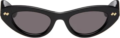 Bottega Veneta Black Bold Ribbon Stud Cat Eye Sunglasses