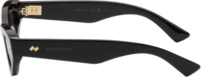 Bottega Veneta Black Bold Ribbon Stud Cat Eye Sunglasses