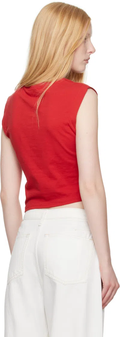 Rag & Bone Mica Ruched Sleeveless Cropped Top In Red