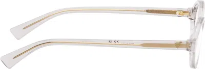 Bottega Veneta Transparent Triangle Stud Logo Round Glasses In Gray