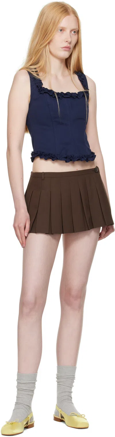 Sandy Liang Navy Piper Corset Top In Blue