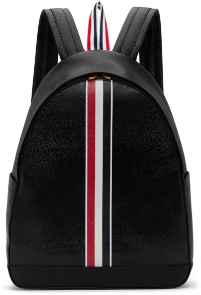 Thom Browne Rwb Stripe Pebbled Leather Backpack In Black