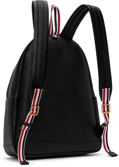 Thom Browne Rwb Stripe Pebbled Leather Backpack In Black