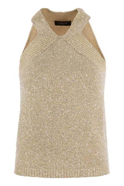 Fabiana Filippi Cotton Knit Tank Top With Sequins