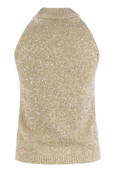 Fabiana Filippi Cotton Knit Tank Top With Sequins