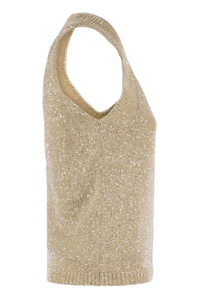 Fabiana Filippi Cotton Knit Tank Top With Sequins