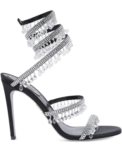 René Caovilla Chandelier 105 Rhinestone Embellished Sandals In Black