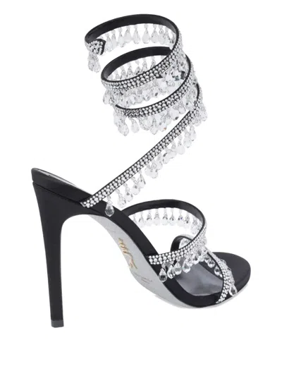 René Caovilla Chandelier 105 Rhinestone Embellished Sandals In Black