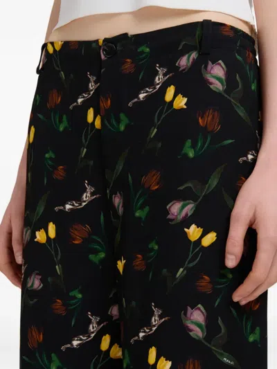 Marni Floral-print Wide-leg Trousers