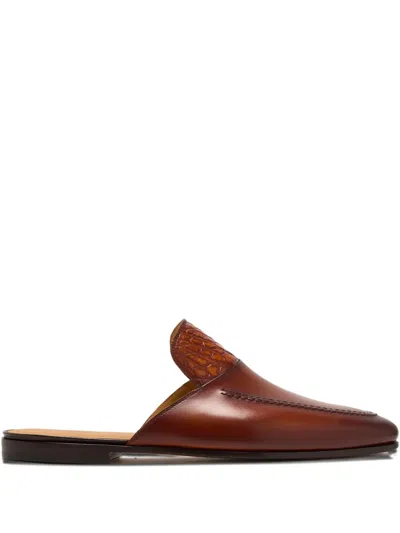 Magnanni Woven Leather Loafers In Brown