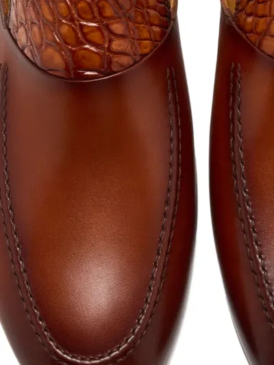 Magnanni Woven Leather Loafers In Brown