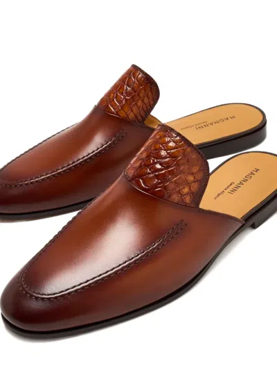 Magnanni Woven Leather Loafers In Brown