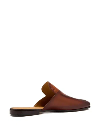 Magnanni Woven Leather Loafers In Brown
