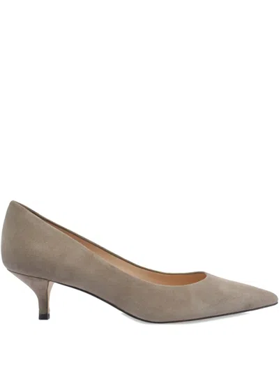 Stuart Weitzman Pointed Toe Suede Finish Pumps In Black