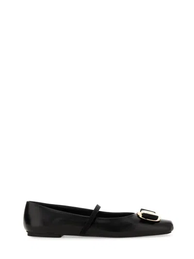 Ferragamo Ruffle Pointed Toe Ballerina Shoes