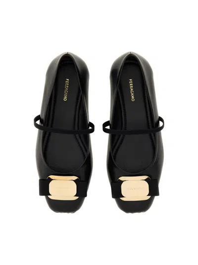 Ferragamo Ruffle Pointed Toe Ballerina Shoes