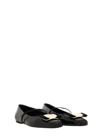 Ferragamo Ruffle Pointed Toe Ballerina Shoes