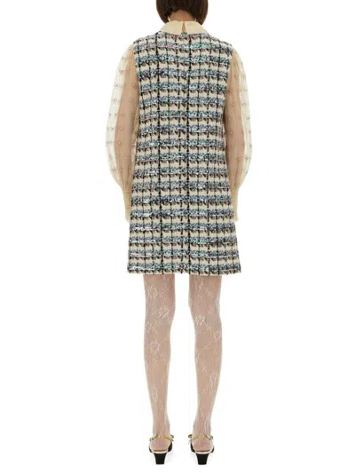 Valentino Tweed Dress With Bow-embellished Sleeves