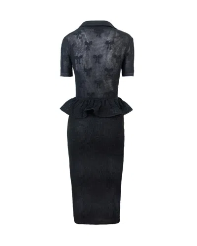 Self-portrait Abito Midi Black Bow Crochet