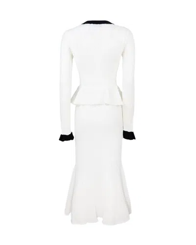 Self-portrait Pointelle Knit Contrast Midi Dress