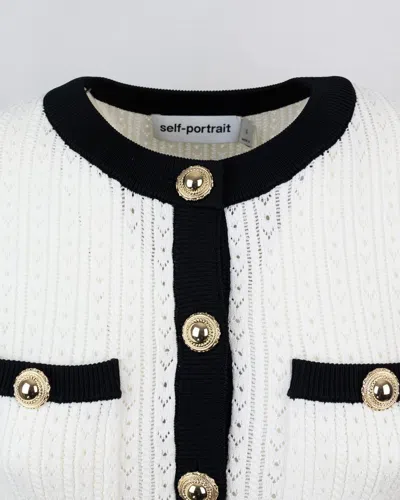 Self-portrait Pointelle Knit Contrast Midi Dress