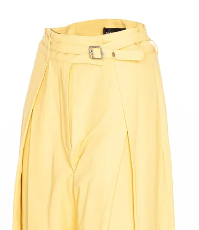 Pinko Belted Butter Yellow Trouser With Layered Details In Yellow